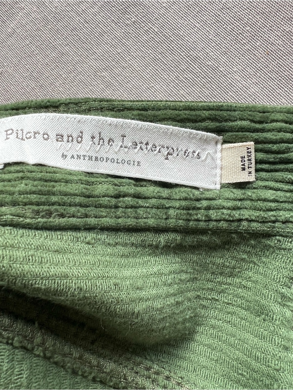 Pilcro and the Letterpress Olive Green Corduroy Midi Skirt - Picture 6 of 14